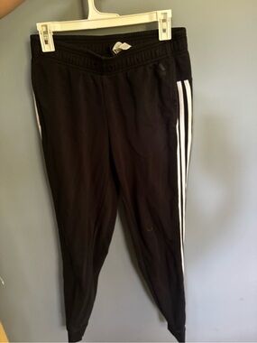 adidas Black Joggers with White Side Stripes